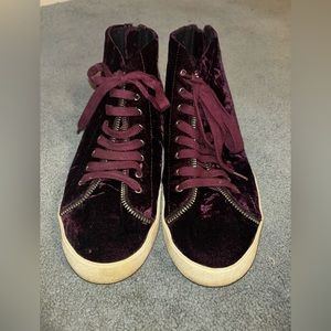 Velvet hi top sneakers